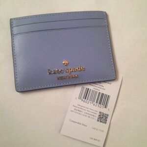 New Kate Spade Maddison Leather Card Case In Frosted Blue NWT
